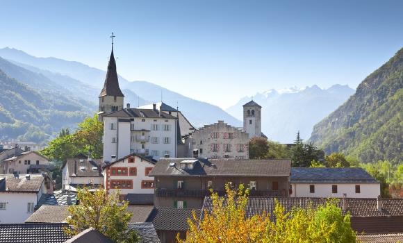 Old town of Visp and wine