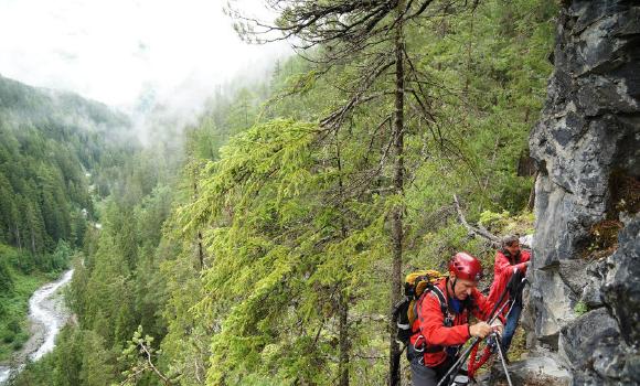 Climbing rocks in the Engadin