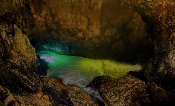 Stalactite cave and subterranean river