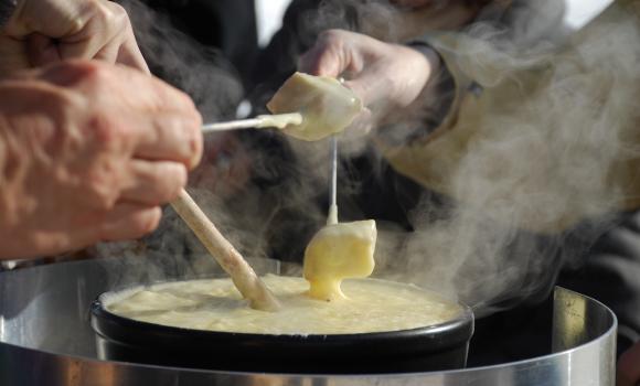 Fondue making - outdoor kitchen