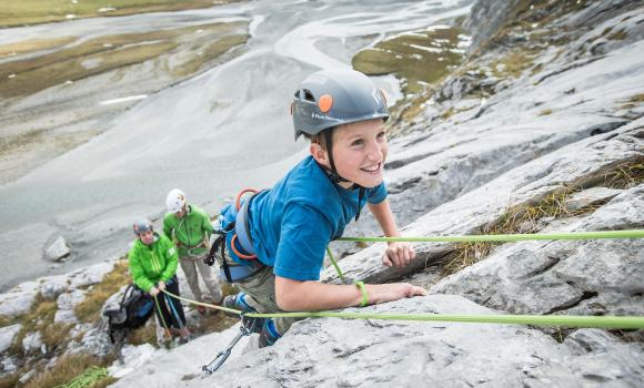 Climbing on the Segnesboden at the Sardona UNESCO World Heritage site